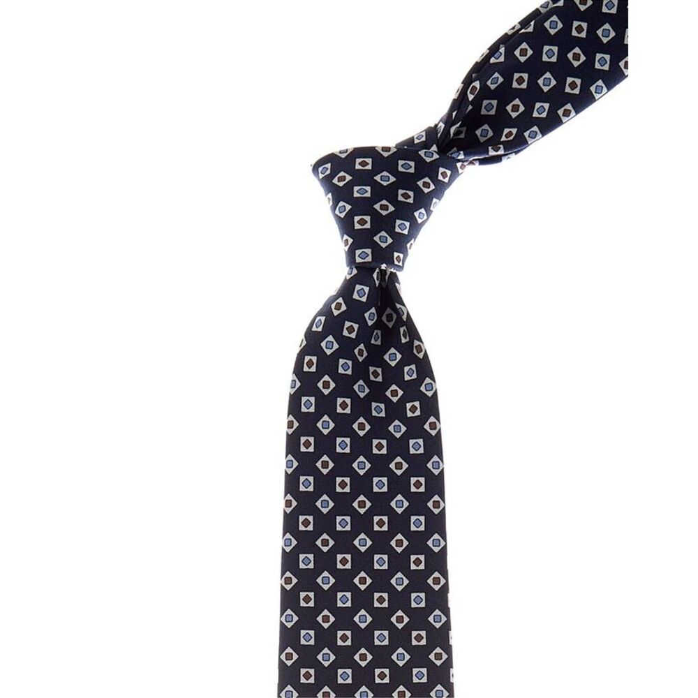 Canali Navy Shapes Silk Tie